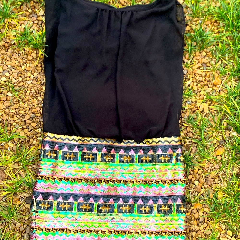 Aidan Mattox Chiffon Sequin Dress Size 4